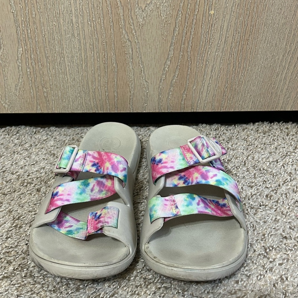 Chaco Chillos Slide Women's Light Tie Dye Pastel Gray Size 8 Outdoor Beach Strap - Picture 3 of 9